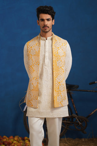 CHITRAY HALDI SHORT KURTA JACKET SET