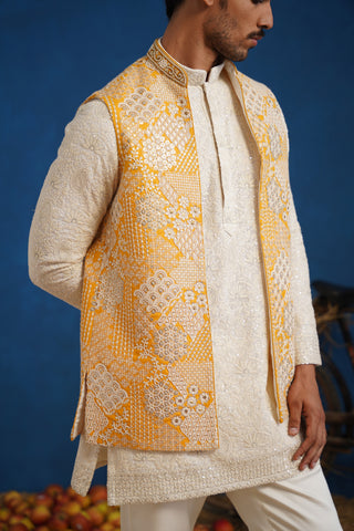 CHITRAY HALDI SHORT KURTA JACKET SET
