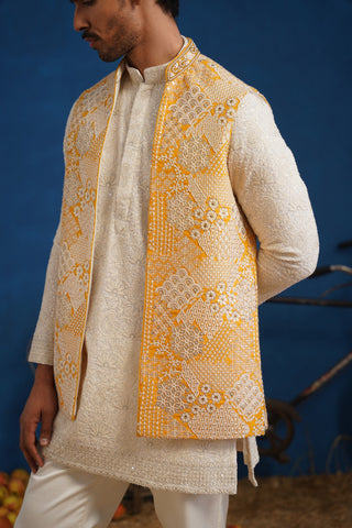 CHITRAY HALDI SHORT KURTA JACKET SET