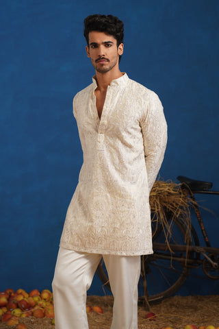 ARUSH CREAM SHORT KURTA SET