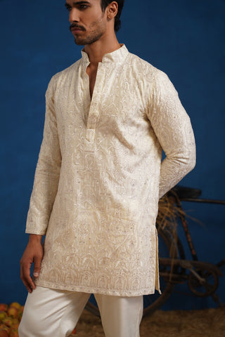 ARUSH CREAM SHORT KURTA SET
