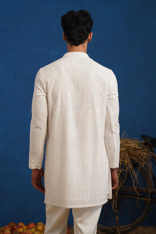PRAVIN WHITE SHORT KURTA SET