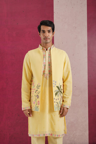 VIHAN IN RITHAN - YELLOW EMBROIDERED JACKET SET