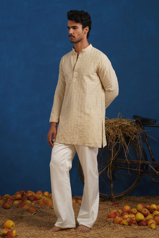 UDAYAN BEIGE SHORT KURTA SET