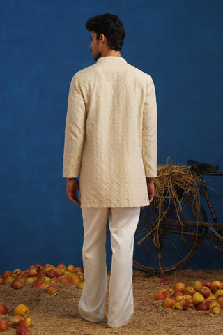 UDAYAN BEIGE SHORT KURTA SET