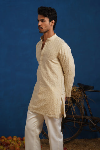 UDAYAN BEIGE SHORT KURTA SET