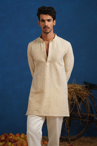 DAKSH BEIGE SHORT KURTA SET
