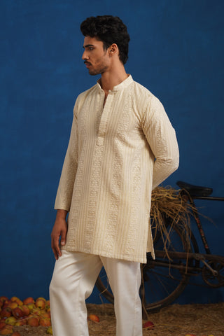 DAKSH BEIGE SHORT KURTA SET