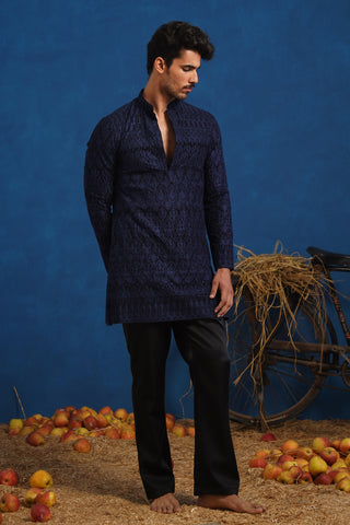 LALIT NAVY BLUE SHORT KURTA SET