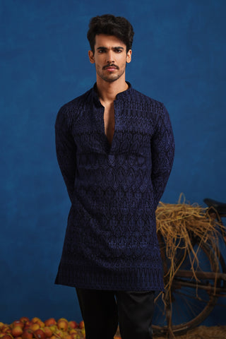 LALIT NAVY BLUE SHORT KURTA SET