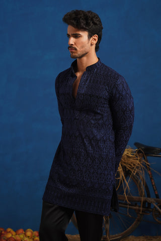 LALIT NAVY BLUE SHORT KURTA SET