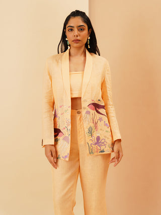 Light Coral Balena Shawl Collar Shrug Co-Ord Set