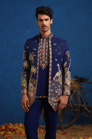 FOREST NAVY BLUE JODHPURI SET