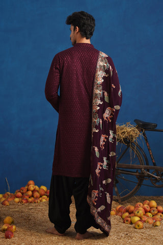 WINE KURTA SET