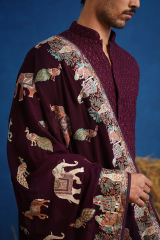 WINE KURTA SET
