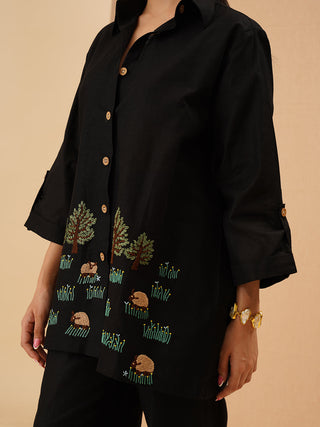 Black Agnès Button Down Co-Ord Set