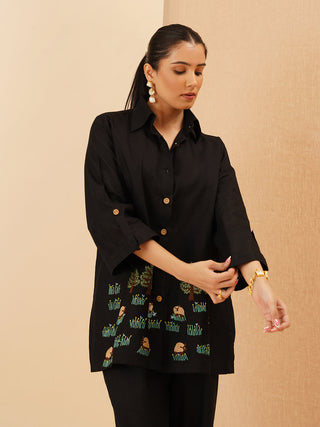 Black Agnès Button Down Co-Ord Set