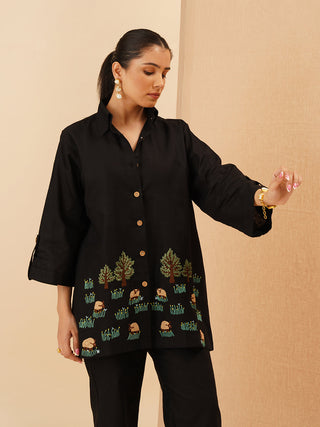 Black Agnès Button Down Co-Ord Set