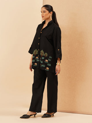 Black Agnès Button Down Co-Ord Set