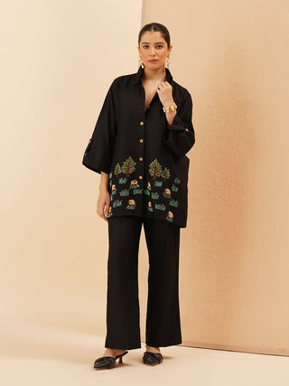 Black Agnès Button Down Co-Ord Set