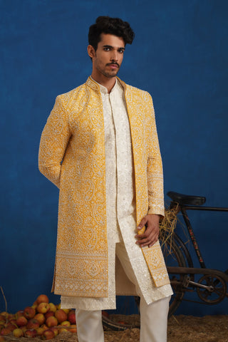 TEJASVI CUTDANA HALDI SHERWANI SET