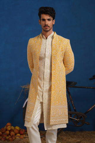 TEJASVI CUTDANA HALDI SHERWANI SET