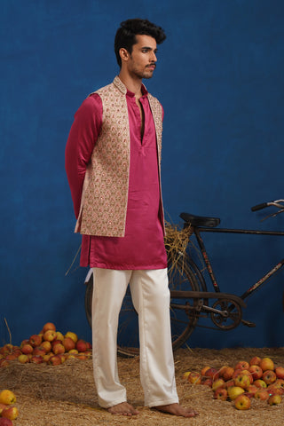 TRILOK PINK SHORT KURTA JACKET SET