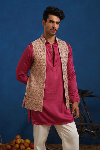 TRILOK PINK SHORT KURTA JACKET SET