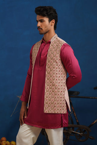 TRILOK PINK SHORT KURTA JACKET SET