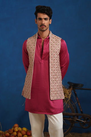 TRILOK PINK SHORT KURTA JACKET SET
