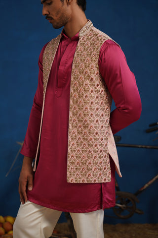 TRILOK PINK SHORT KURTA JACKET SET