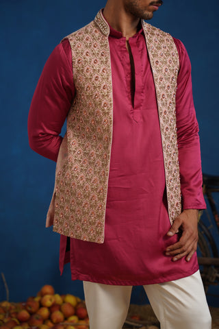 TRILOK PINK SHORT KURTA JACKET SET
