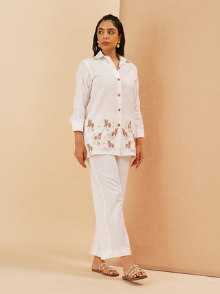 White Cervina Button Down Co-Ord Set