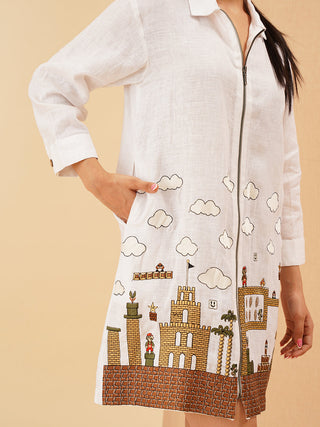 White Mario Zipper Dress