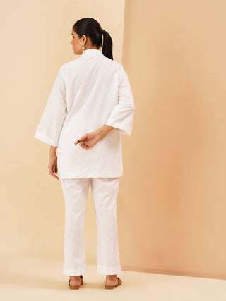 White Agnès Button Down Co-Ord Set