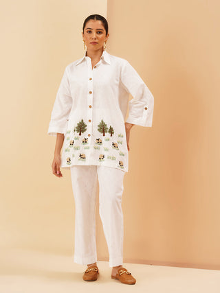 White Agnès Button Down Co-Ord Set