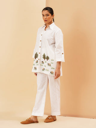 White Agnès Button Down Co-Ord Set