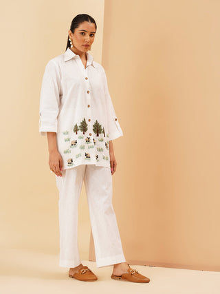 White Agnès Button Down Co-Ord Set