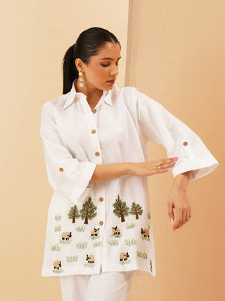 White Agnès Button Down Co-Ord Set