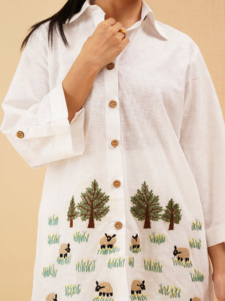 White Agnès Button Down Co-Ord Set