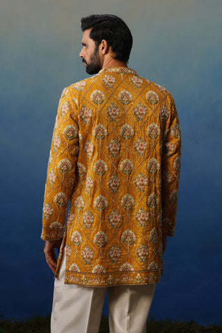 Adaa Yellow Short Kurta Set with Pants