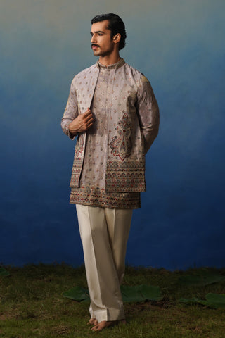 Jugnu Lavender Kurta Jacket Set with Pants