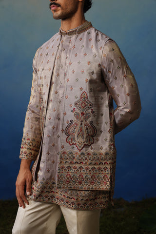 Jugnu Lavender Kurta Jacket Set with Pants