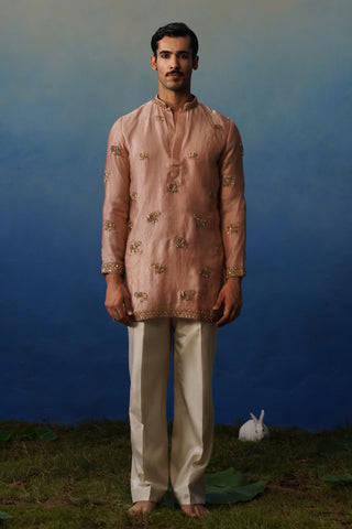 Airavat Pink Short Kurta Set with Pants