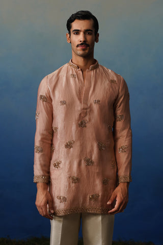 Airavat Pink Short Kurta Set with Pants