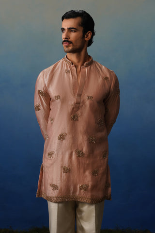 Airavat Pink Short Kurta Set with Pants