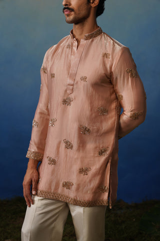 Airavat Pink Short Kurta Set with Pants