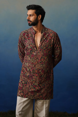 Manzar Bottle Green V Neck Short Kurta Set with Pants