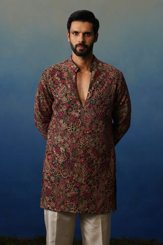 Manzar Bottle Green V Neck Short Kurta Set with Pants