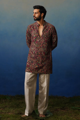 Manzar Bottle Green V Neck Short Kurta Set with Pants